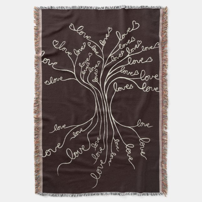 Couverture Amour Arbre de Vie Nature Coeurs Brown Cute Rustiq (devant Vertical)