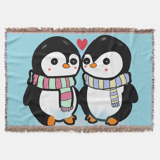 Couverture Amour de pingouin personnalisé d'hiver (Devant)
