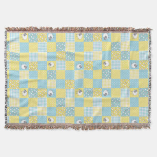 Couverture Amusants Welsh Sheep Faux Patchwork bleu Jaune En