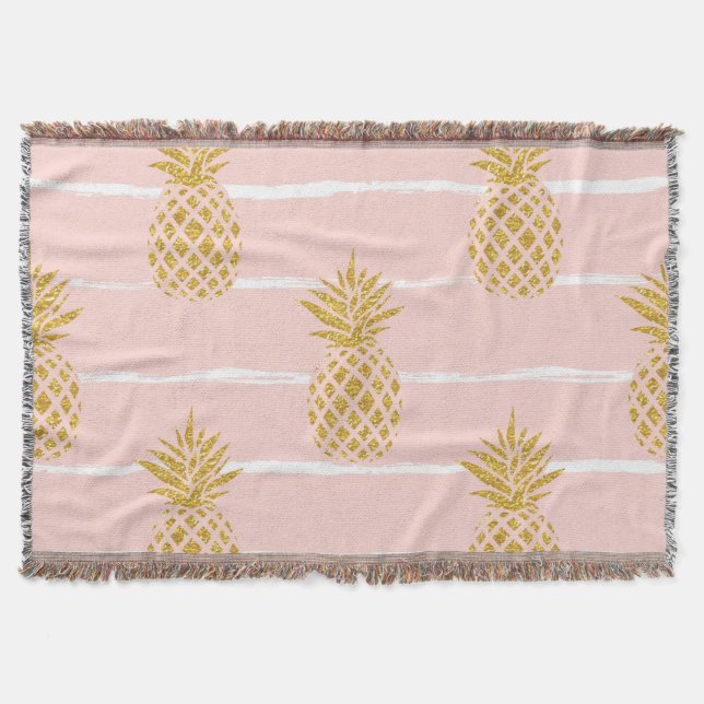 Couverture Ananas en or, Arrière - plan d'été rayé. (Devant)