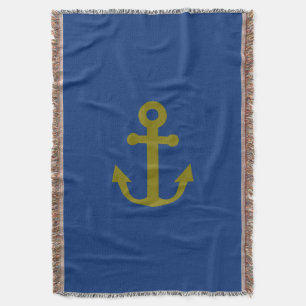 Couverture Ancre Bleue Et Or Nautique
