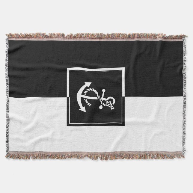 Couverture Ancre de bateau noir et blanc Conception géométriq (Devant)