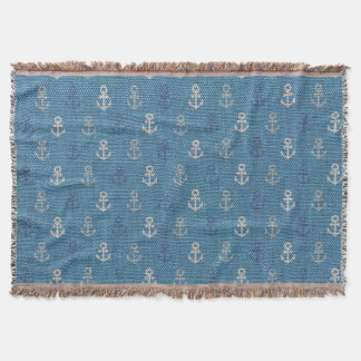Couverture Ancres de lin sur bleu