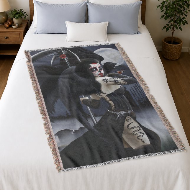 Couverture Ange de la mort gothique foncé Crâne de sucre de f (Créateur téléchargé)