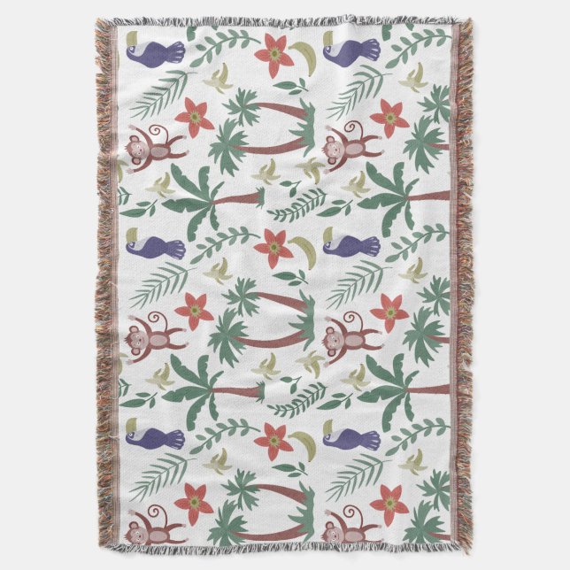 Couverture Animaux tropicaux sans soudure motif macaw et sing (devant Vertical)