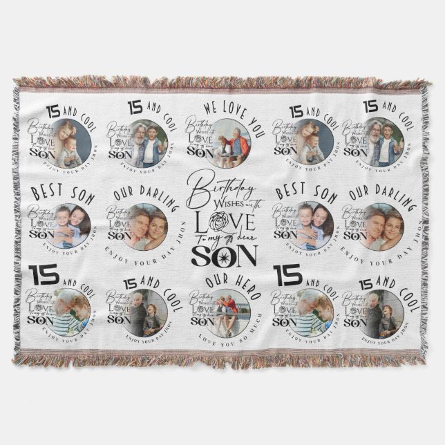 Couverture Anniversaire de Fils 8 Collage de Photos Typograph (Devant)