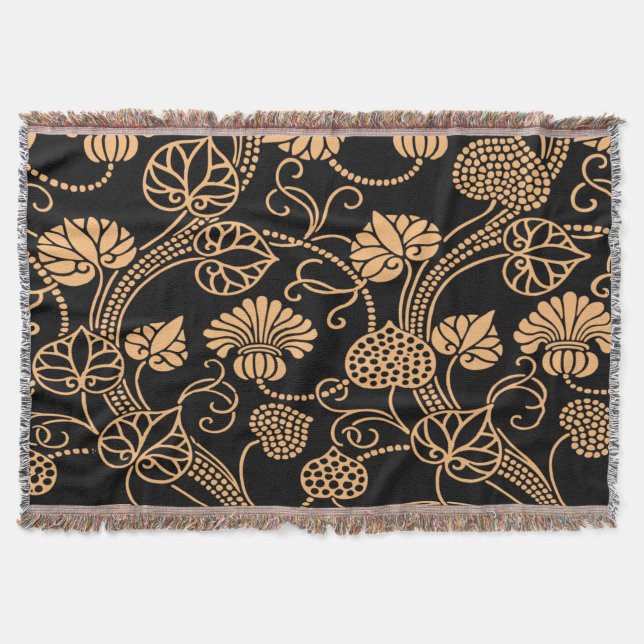 Couverture Antique motif floral orange sur noir (Devant)