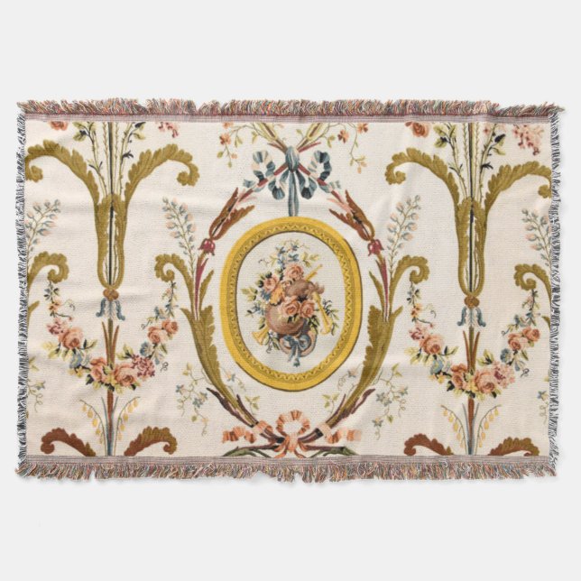 Couverture Antique Rococo Floral Gold Crème Élégante (Devant)