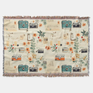 Couverture Appareil Photo Vintage Radio Floral Sarcelle Orang