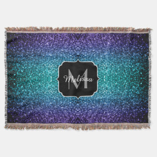 Couverture Aqua blue Ombre fausse parties scintillant scintil