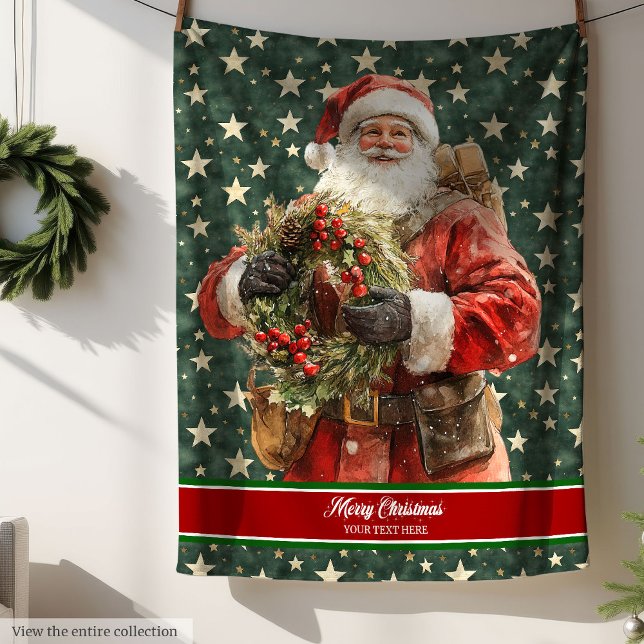 Couverture aquarelle avec Santa Claus Vintage (Watercolor Blanket with Vintage Santa Claus)