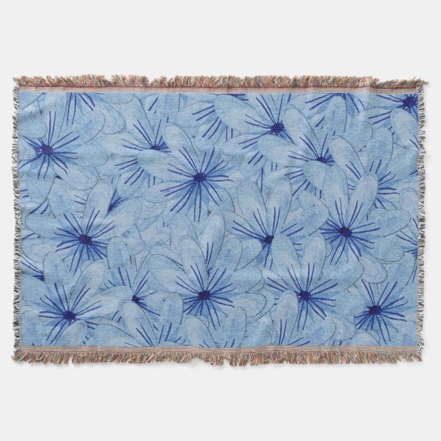 Couverture Aquarelle Bouquet de fleurs sauvages bleues (Devant)