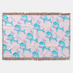 Couverture Aquarelle de baleine de mer art rose nommé motif j
