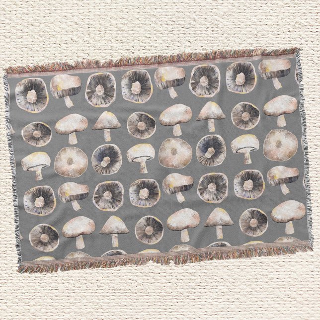 Couverture Aquarelle de champignon (Mushroom watercolor art throw blanket)