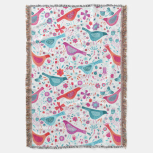 Couverture Aquarelle d'oiseau Boho floral