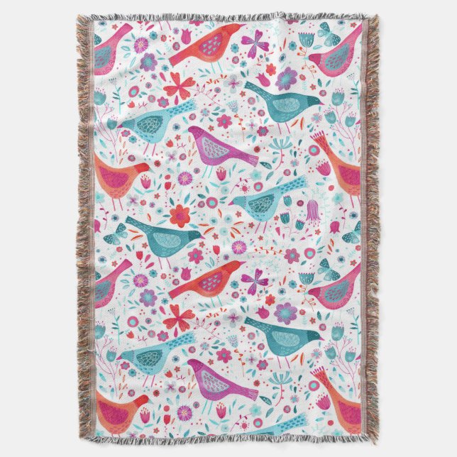 Couverture Aquarelle d'oiseau Boho floral (devant Vertical)