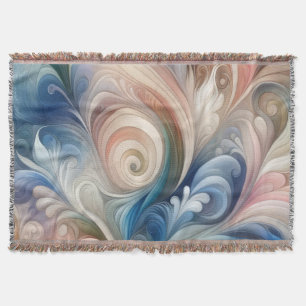 Couverture Aquarelle Imaginaire Floral Pastel Bleu & Crème
