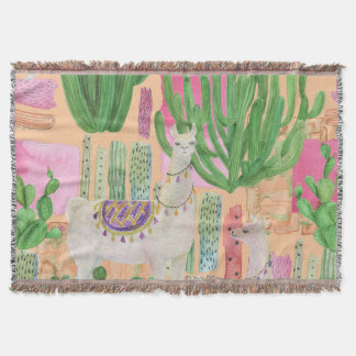 Couverture Aquarelle lamas, cactus : motif sans couture.