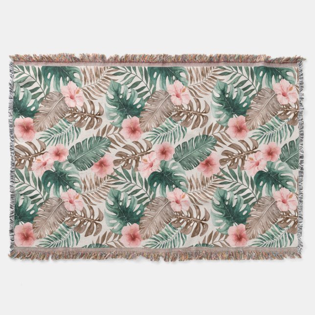 Couverture Aquarelle moderne Boho Tropical Floral (Devant)