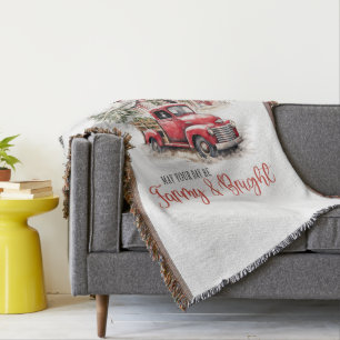 Couverture Aquarelle Noël Vintage Camion et grange