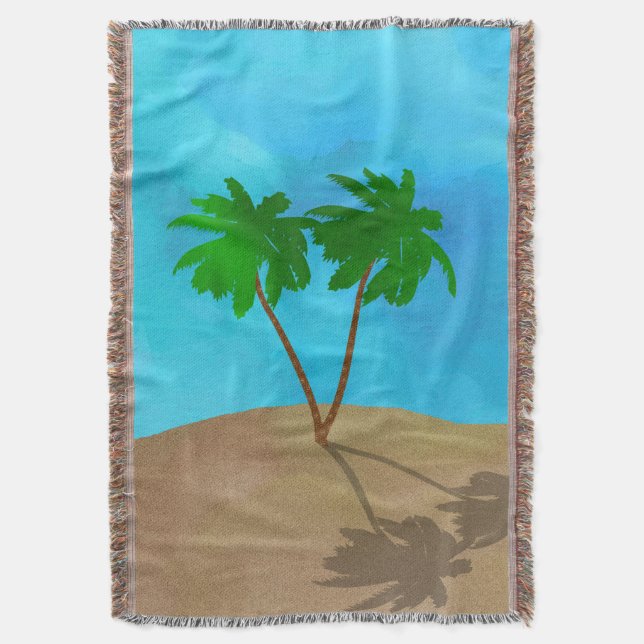 Couverture Aquarelle Palm Tree Beach Scene Collage (devant Vertical)