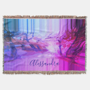 Couverture Aquarelle personnalisée rose chaud bleu nature abs