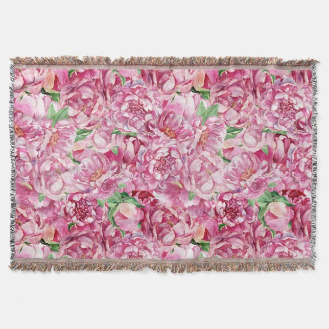 Couverture Aquarelle Pink Peonies (Devant)