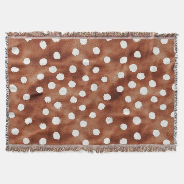 Couverture Aquarelle Pointe Polka dans Café Brown et blanc (Devant)