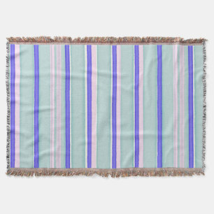 Couverture Aquarelle rayures rose bleu blanc