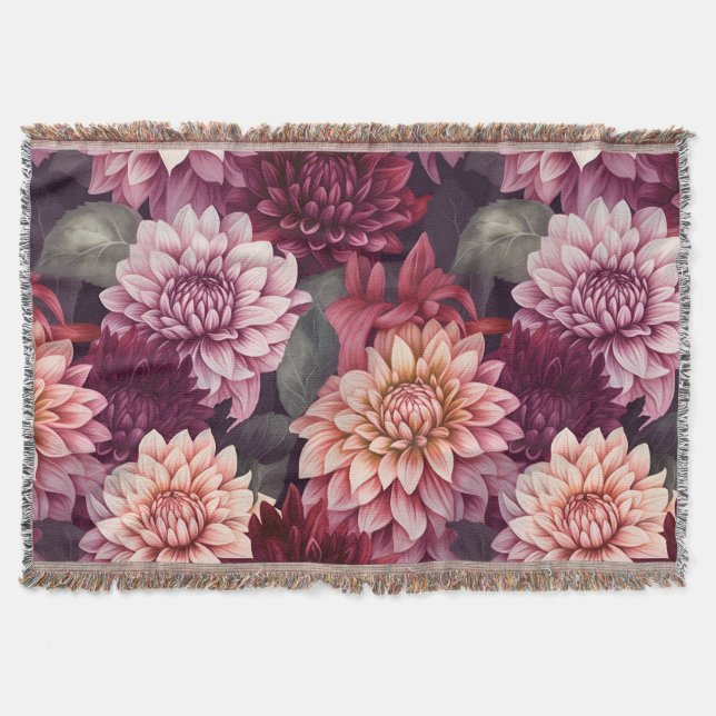 Couverture Aquarelle Rouge rose Dahlia Motif Design (Devant)