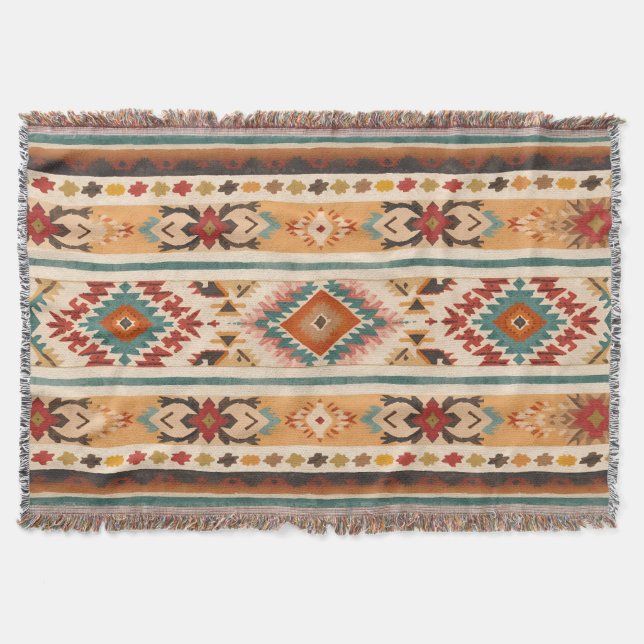 Couverture Aquarelle rustique Motif de bande sud-ouest (Devant)
