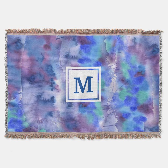 Couverture Aquarelle Teal pourpre bleu peint à la main (Devant)