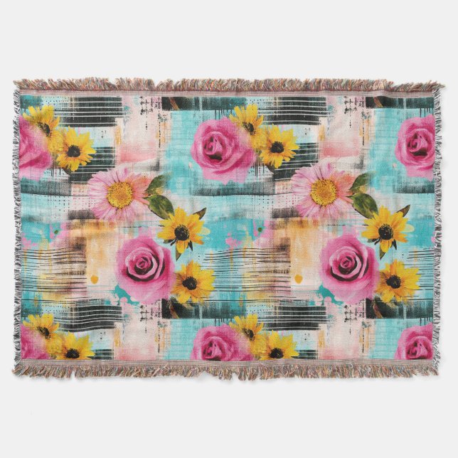 Couverture Aquarelle vintage Floral Abstrait Motif (2) (Devant)