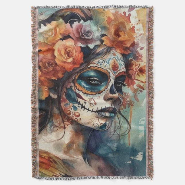 Couverture Aquarelle vive Dia de los Muertos Catrina (devant Vertical)