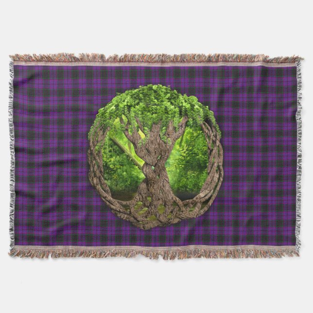 Couverture Arbre Celtique De La Vie Clan Laird Tartan (Devant)