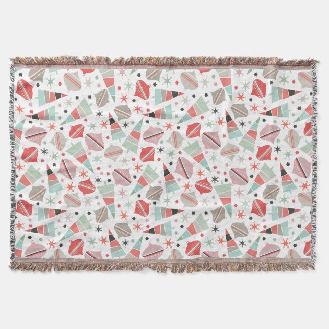 Couverture Arbre de Noël et Motif d'ornements tendance rétro (Devant)