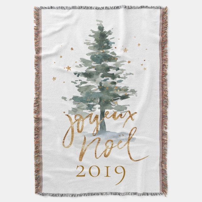 Couverture Arbre de Noël Joyous noel or typographie (devant Vertical)
