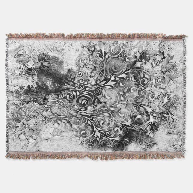Couverture Arbre De Vie - Spirales Feuille Grunge Style 1 (Devant)