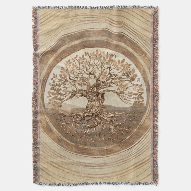 Couverture Arbre de vie - Yggdrasil Pastel Gold (devant Vertical)