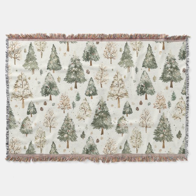 Couverture Arbres de Noël verts crème (Devant)