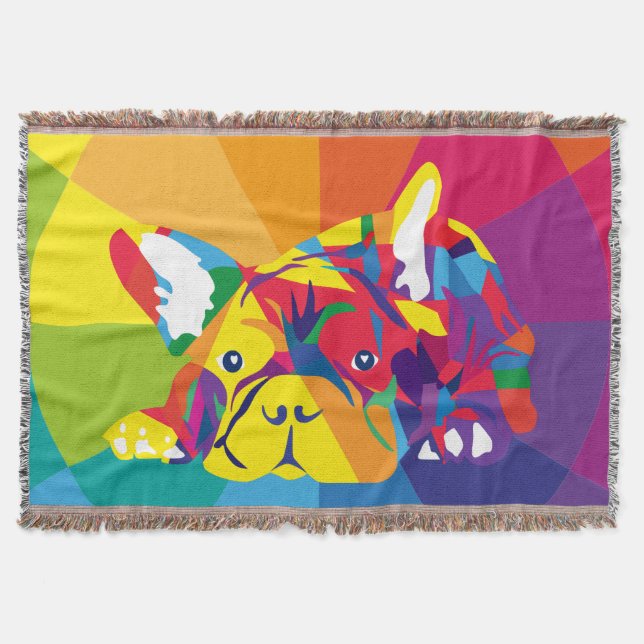 Couverture Arc-en-ciel Couleurs French Bulldog (Devant)