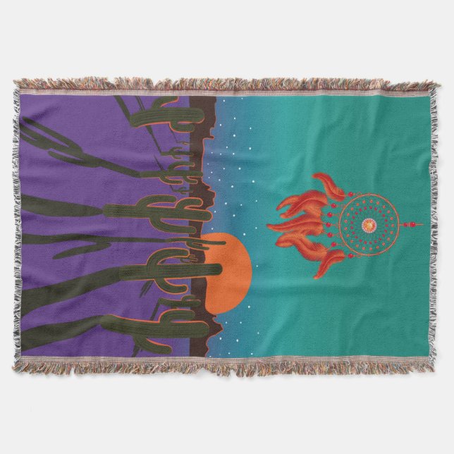Couverture Arizona Desert at Night avec Orange Dream Catcher (Devant)