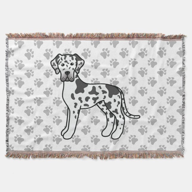 Couverture Arlequin Grand Danois Chien de Dessin Animé Mignon (Devant)