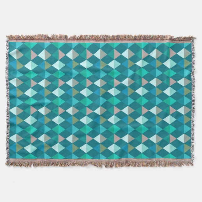 Couverture Arlequin / motif diamant - Turquoise et Aqua (Devant)