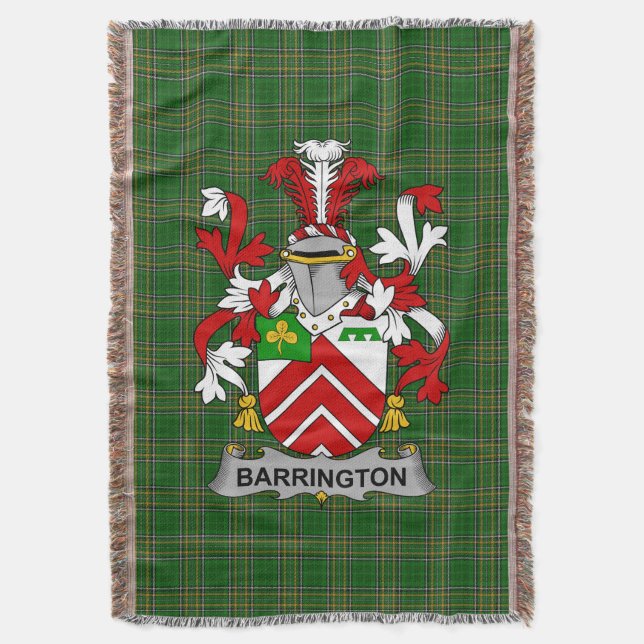Couverture Armoiries irlandaises de Barrington Famille Crest  (devant Vertical)