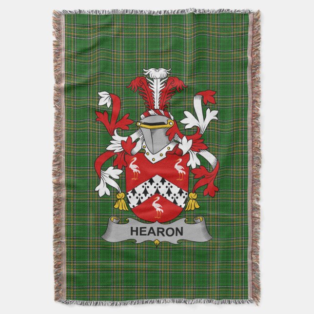 Couverture Armoiries irlandaises Hearon ou Hearn Coat Famille (devant Vertical)