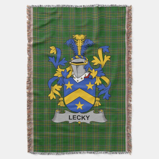 Couverture Armoiries irlandaises Lecky ou Lackey Coat Famille (devant Vertical)