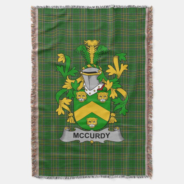 Couverture Armoiries irlandaises McCurdy ou Curdy Coat of Arm (devant Vertical)
