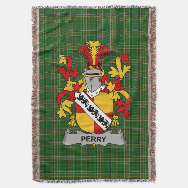 Couverture Armoiries irlandaises Perry Coat de famille Crest  (devant Vertical)