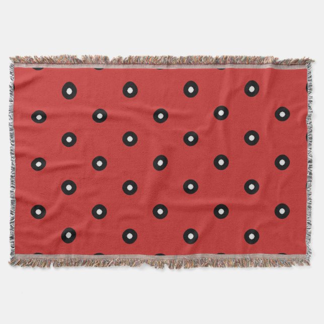 Couverture Arrière - plan rouge Polka noir/blanc (modifiable) (Devant)